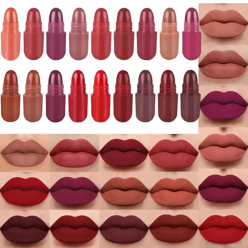 18 pcs/set Long-Lasting Velvet Matte Capsule Lipstick Set